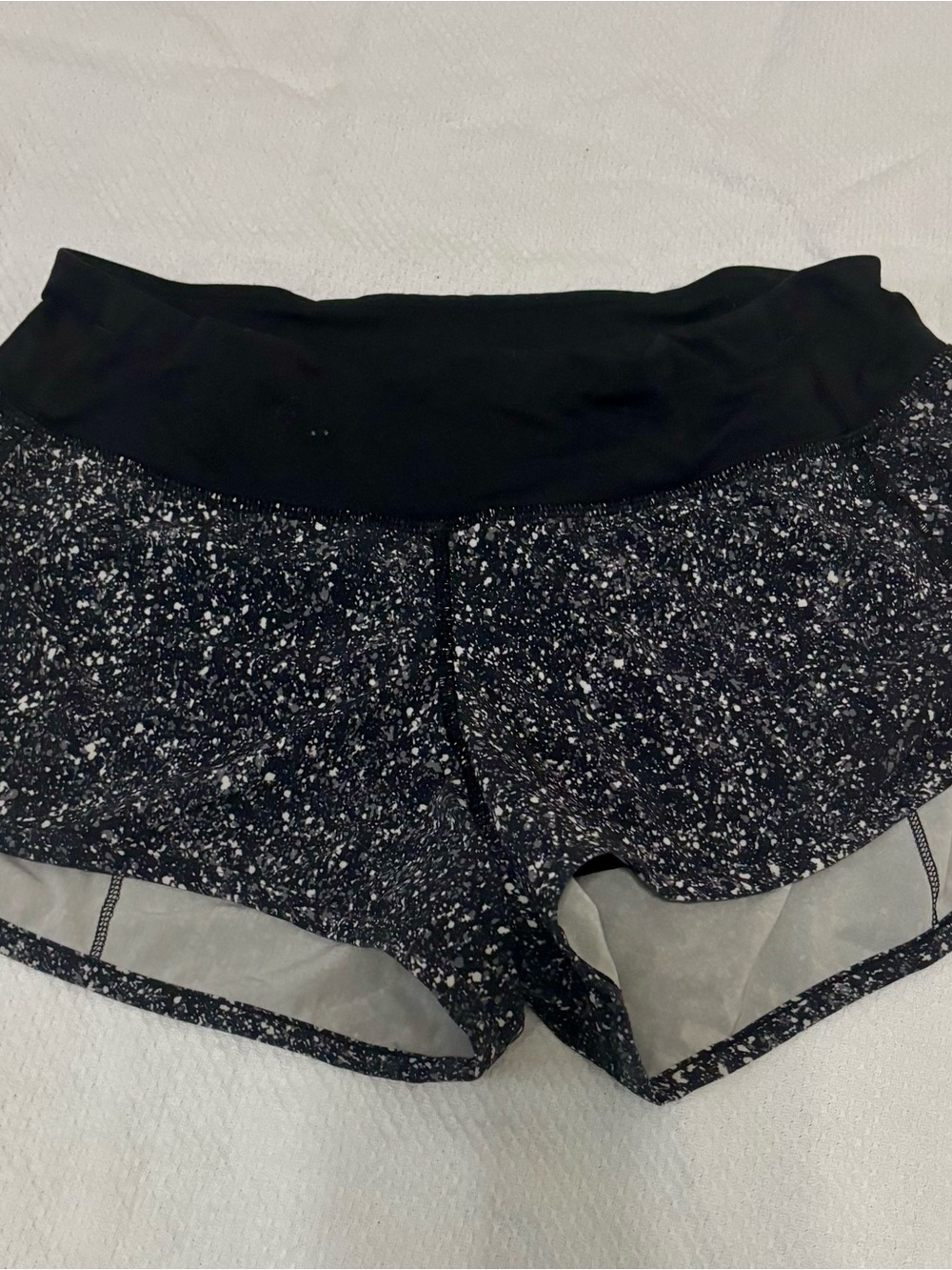Lululemon Black Speckled High-Waist Speed Shorts